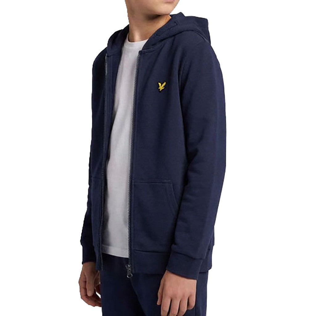 Lyle & Scott Kids Hoodie met rits en geborduurd logo – Marineblauw