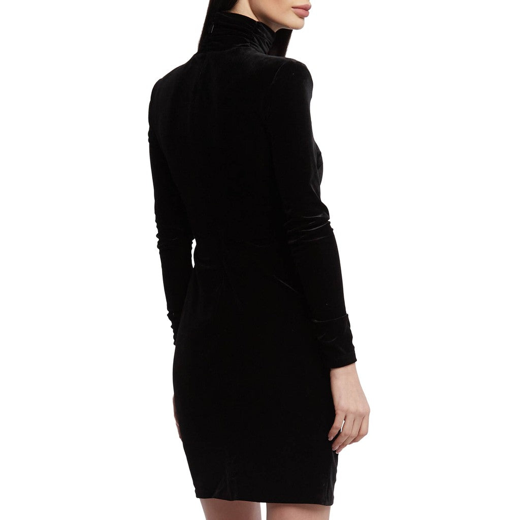 Guess Fluwelen jurk met halfhoge col – Zwart