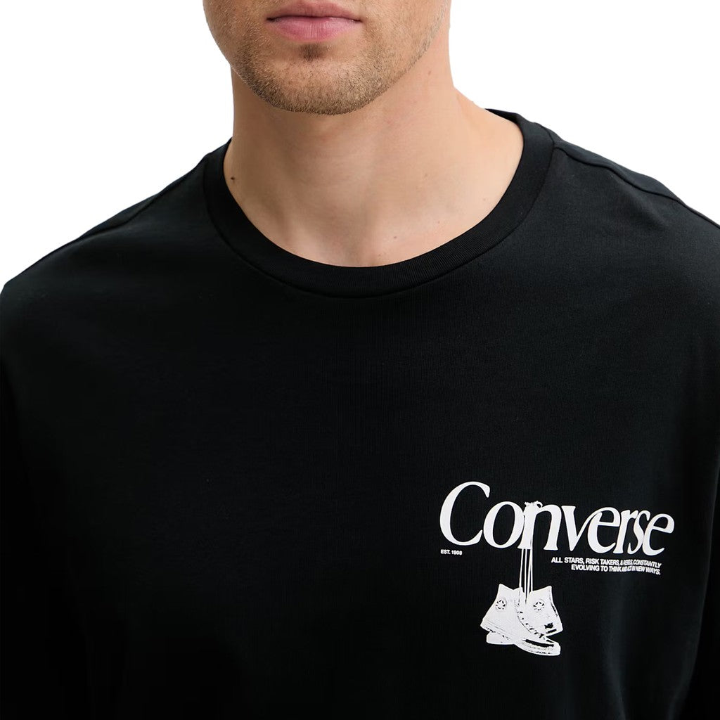 Converse T-shirt met print en bedrukt logo – Zwart