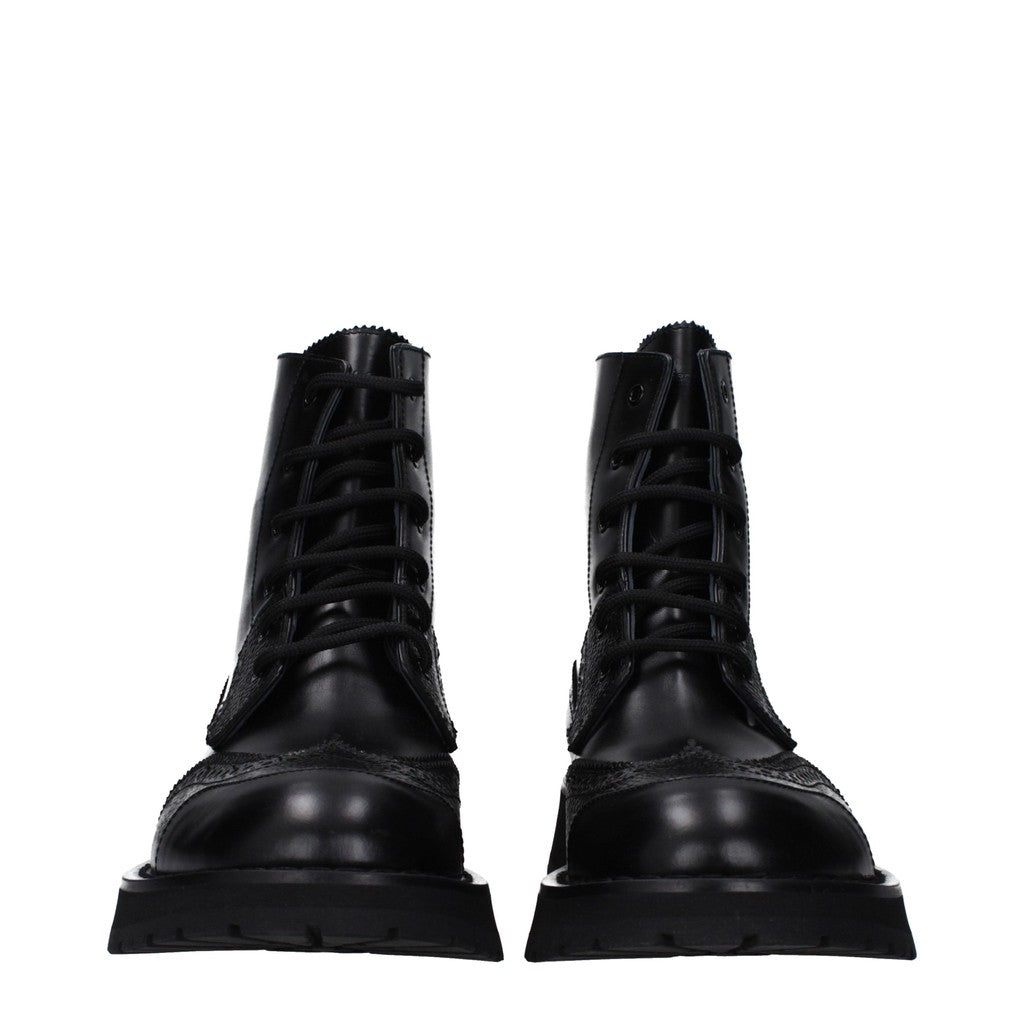 Alexander McQueen Leren boots met rubberen zool – Zwart