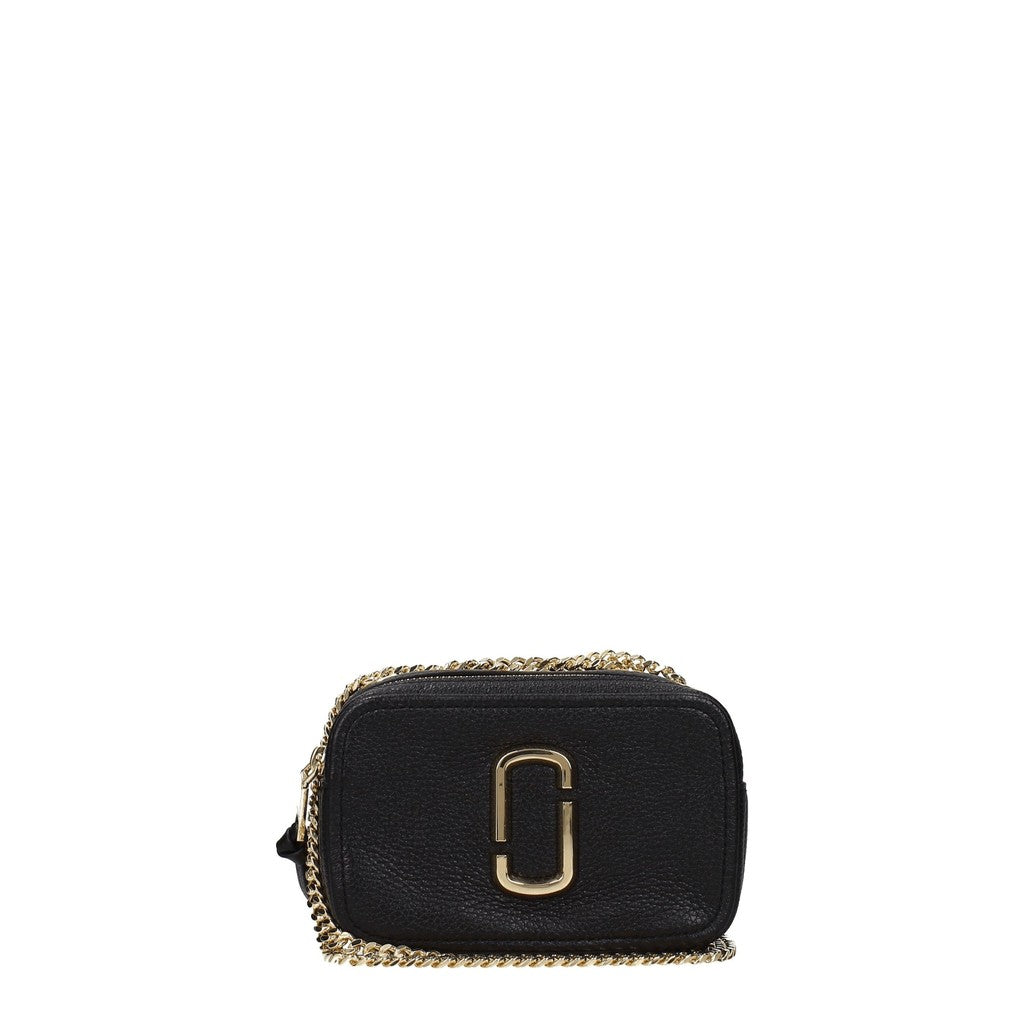 Marc Jacobs Kleine leren crossbodytas met goudkleurige details – Zwart
