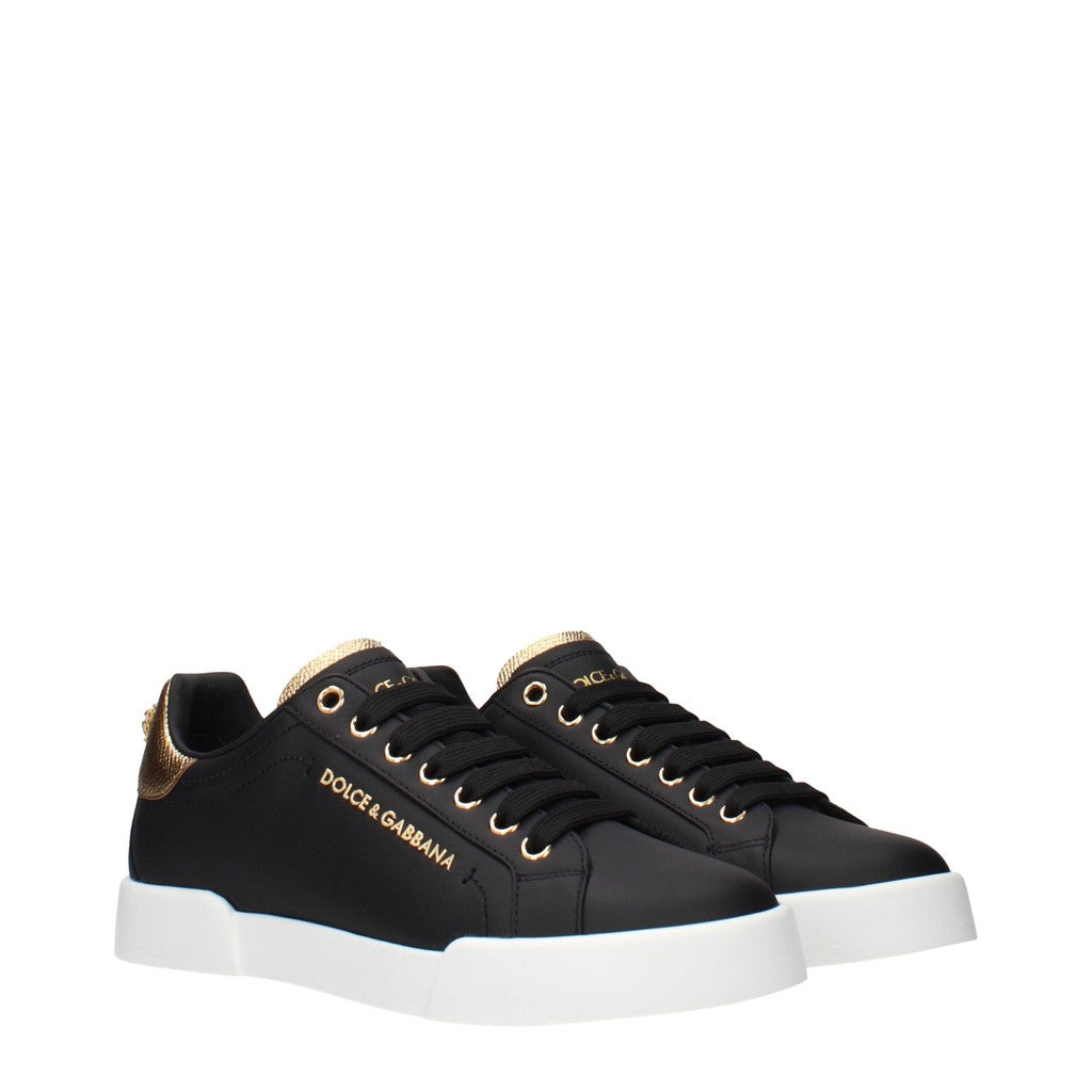 Dolce & Gabbana Sneakers met veters – Zwart / Goud