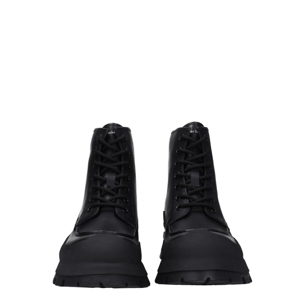Alexander McQueen Leren boots met rubberen zool – Zwart