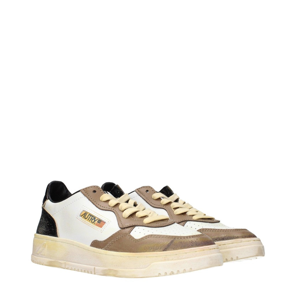 Autry Medalist Super Vintage Leren sneakers met veters – Wit / Bruin