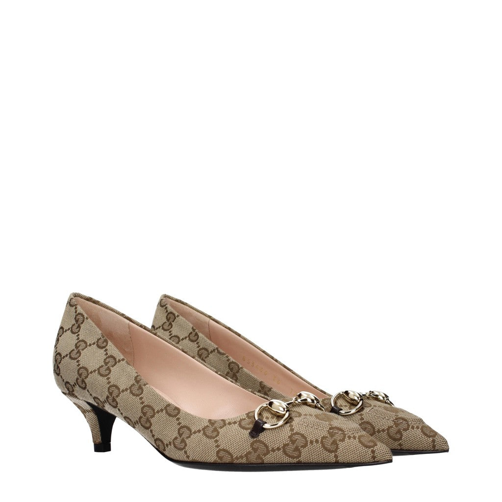 Gucci Pumps met lage hak en puntige neus – Beige