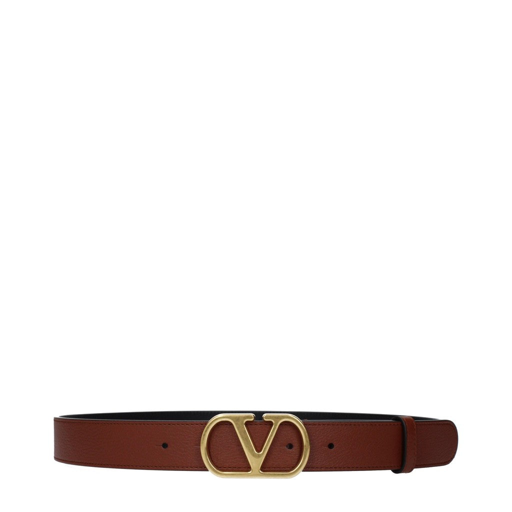 Valentino Garavani Leren riem met goudkleurige details – Bruin