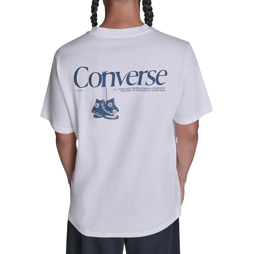 Converse T-shirt met print en bedrukt logo – Wit