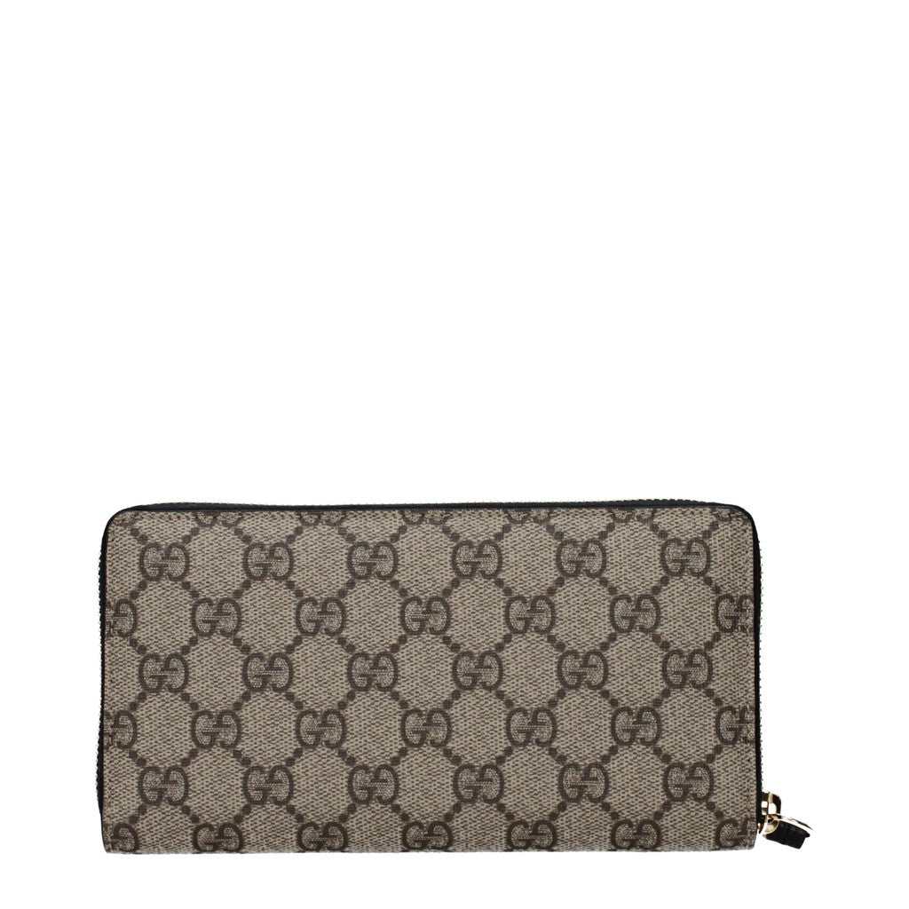 Gucci Portemonnee van stof en leer met ritssluiting – Beige / Zwart