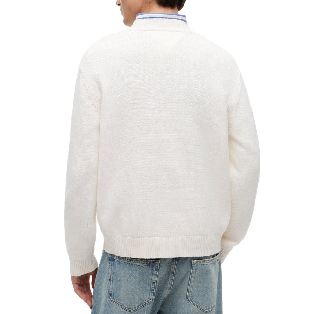 Tommy Jeans Regular Fit Meerkleurige trui met geborduurd logo – Gebroken wit