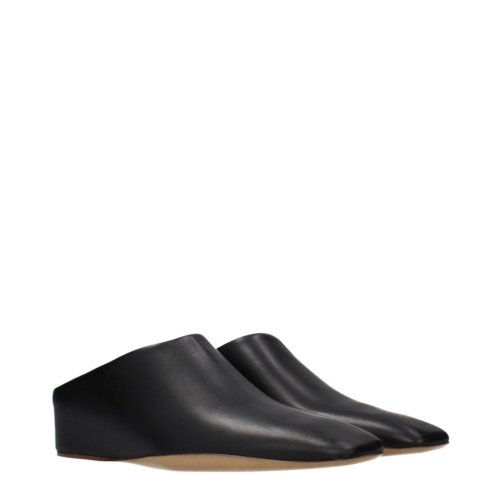 Jil Sander Muiltjes met vierkante neus – Zwart