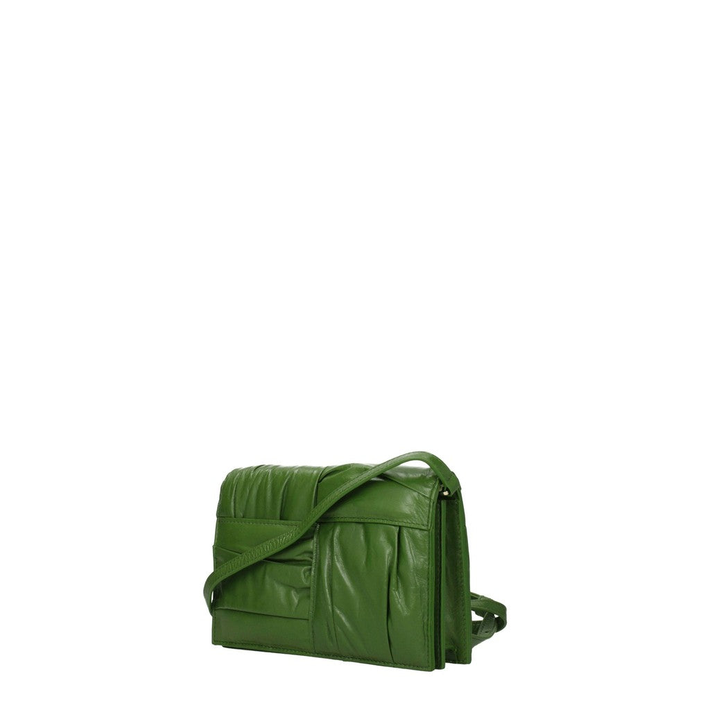 Bottega Veneta Platte leren crossbodytas – Groen