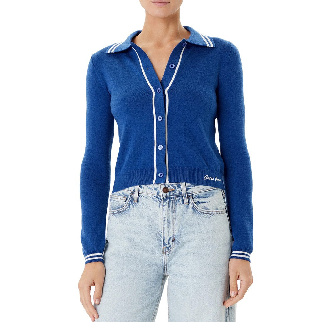Guess Tweekleurig kort vest met ronde hals – Koningsblauw