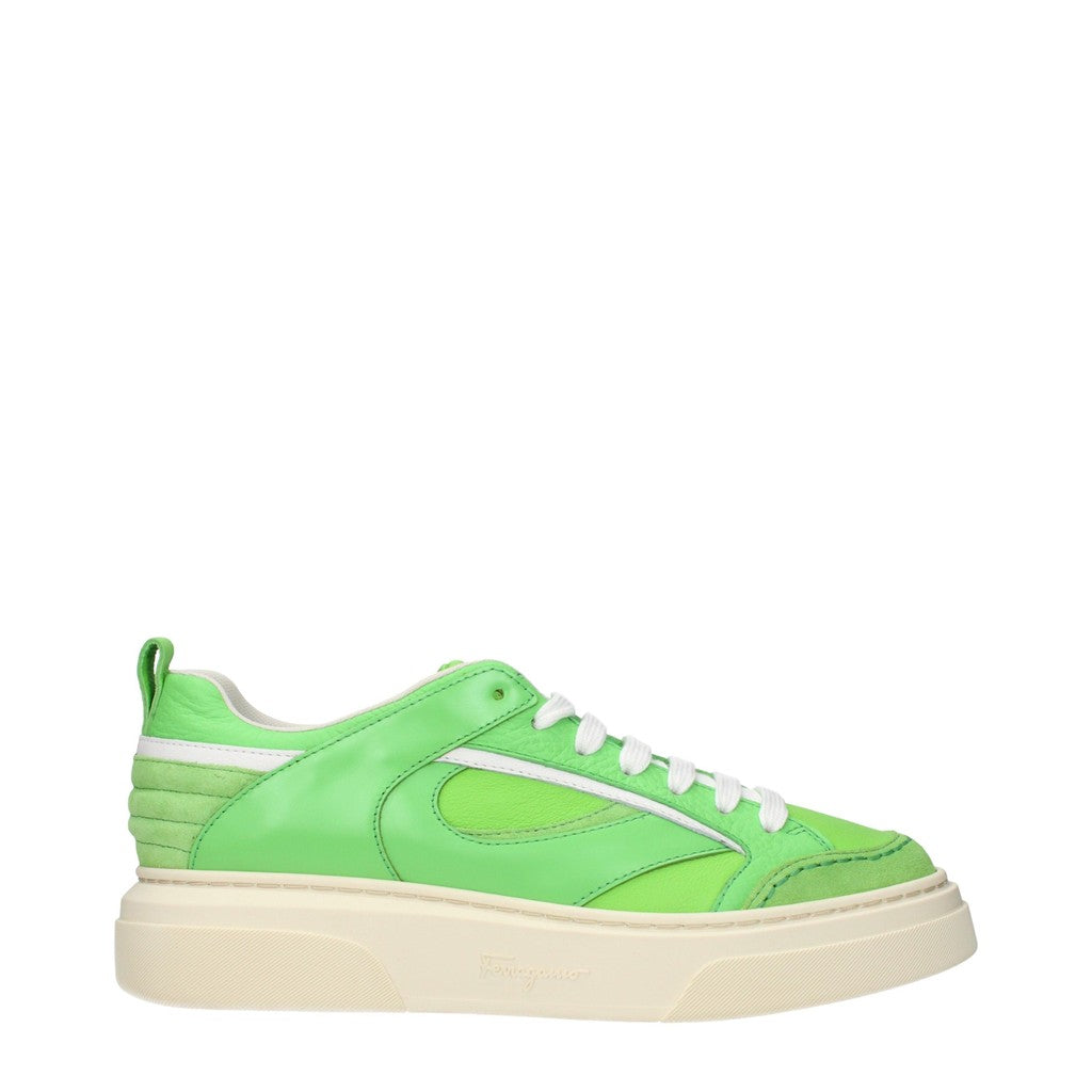 Salvatore Ferragamo Cassina Sneakers van leer en suède – Groen