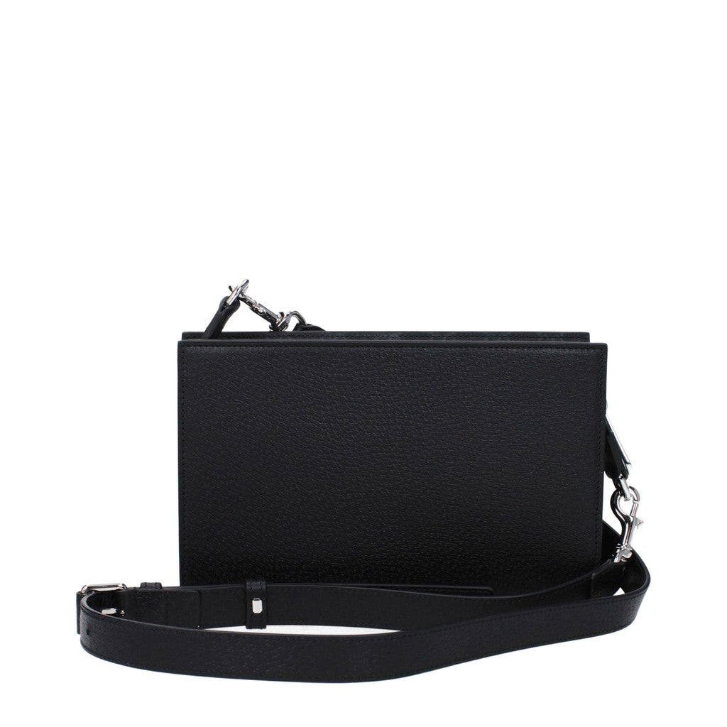 Gucci Platte crossbodytas van leer en stof – Zwart