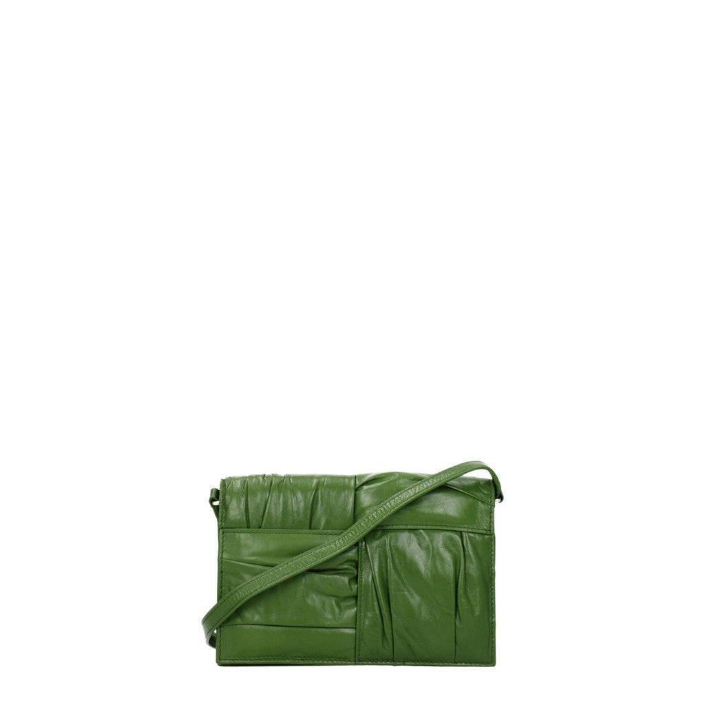Bottega Veneta Platte leren crossbodytas – Groen