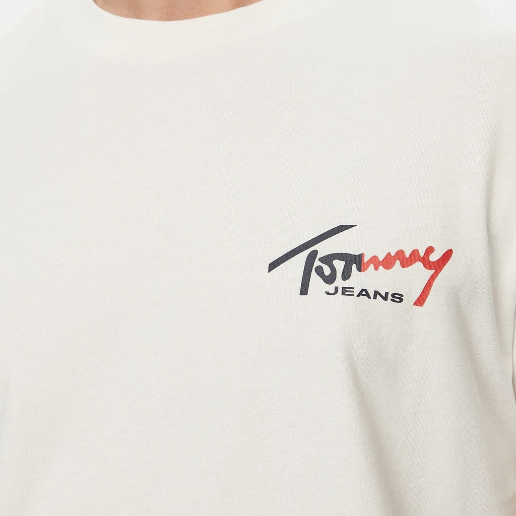 Tommy Jeans Slim Fit T-shirt met ronde hals en bedrukt logo – Gebroken wit