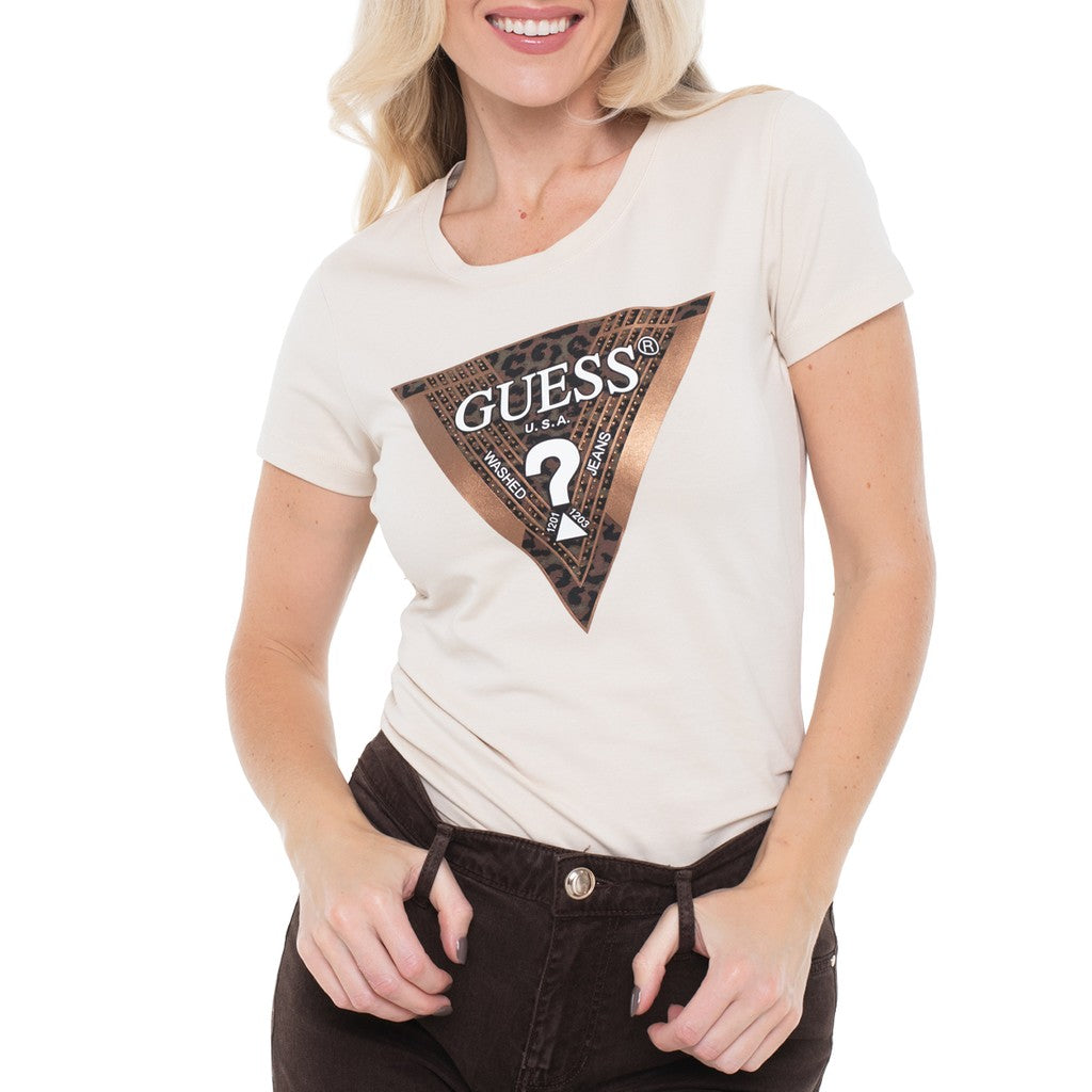 Guess T-shirt met logoprint Dames – Beige