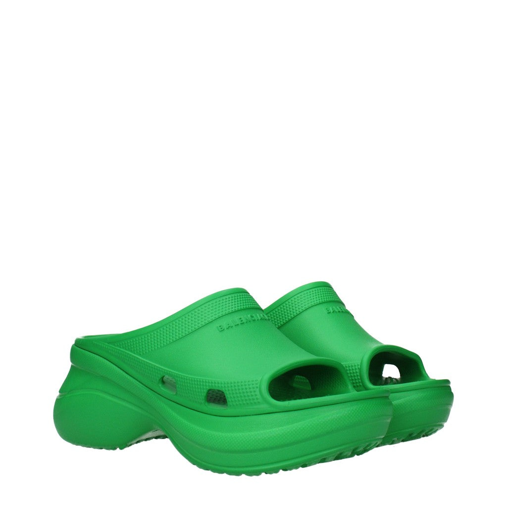 Balenciaga Badslippers met open teen en hak – Groen