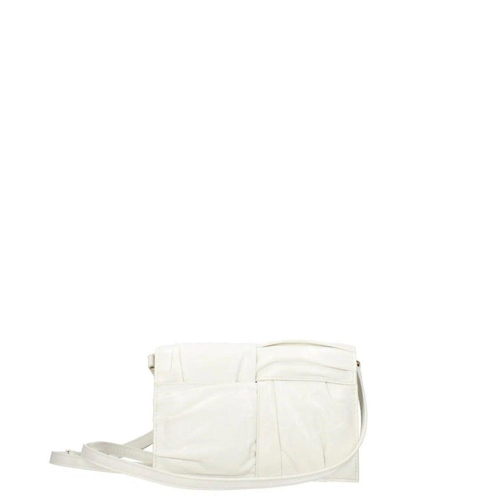Bottega Veneta Platte leren crossbodytas – Wit