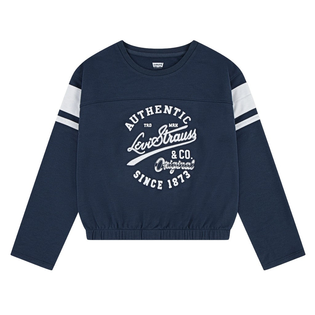 Levi's Kids Tweekleurige sweater met bedrukt logo – Marineblauw