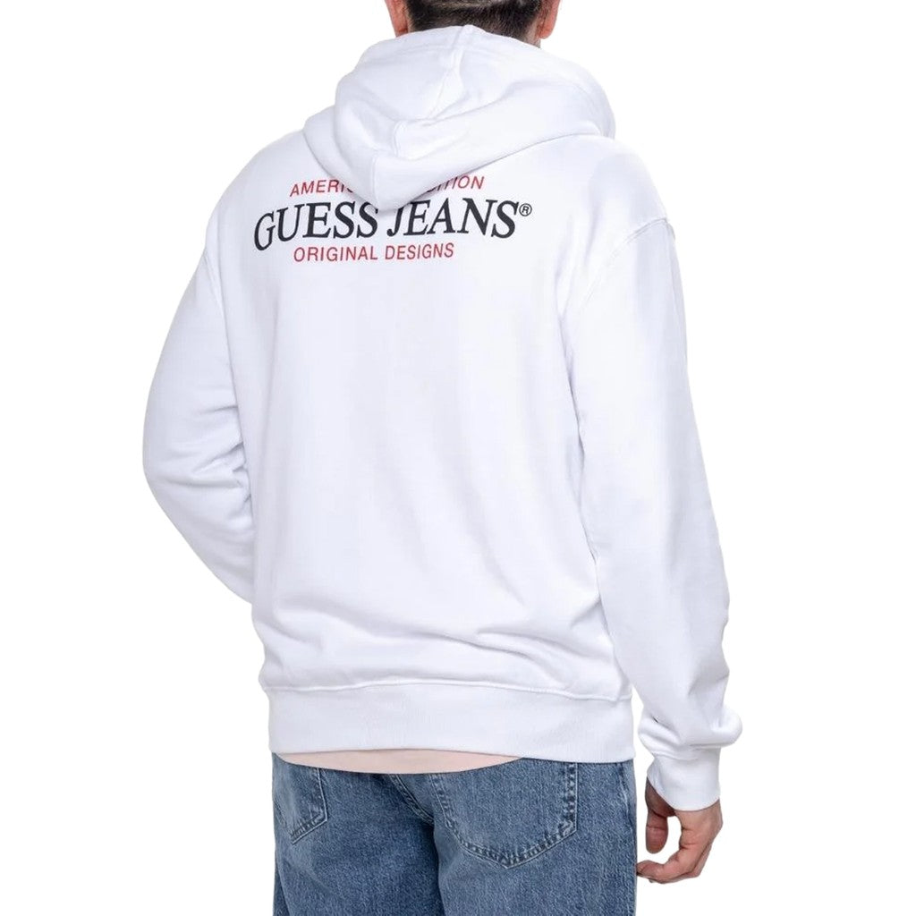 Guess Hoodie met rits met bedrukt logo – Wit