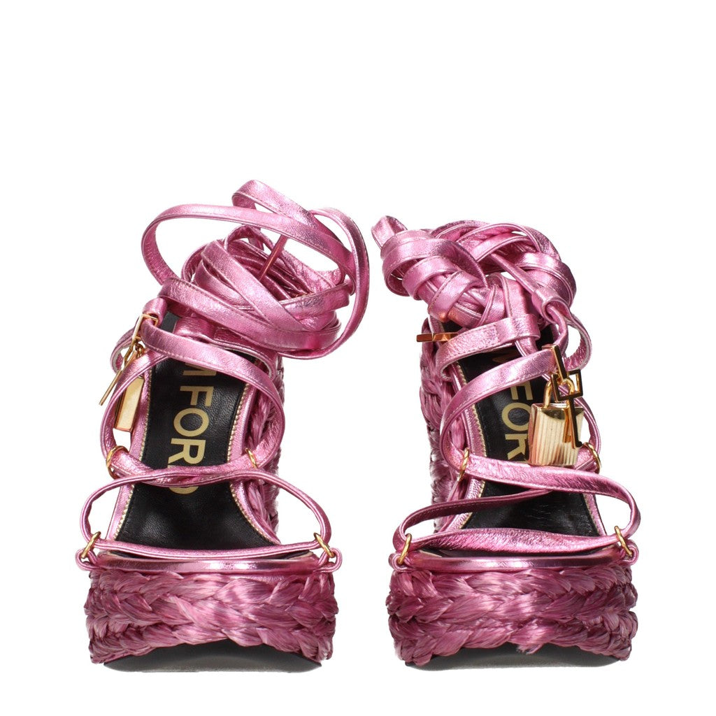 Tom Ford Plateausandalen met enkelveter – Roze