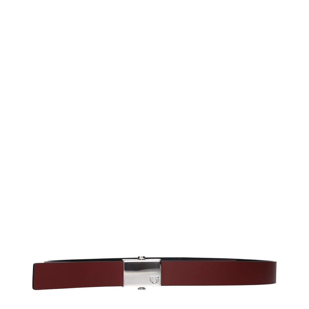 Salvatore Ferragamo Omkeerbare riem met zilverkleurige details – Zwart / Rood