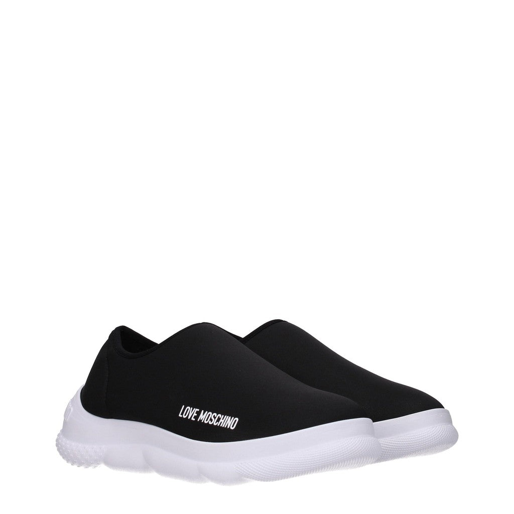 Love Moschino Stoffen sneakers met rubberen zool – Zwart / Wit