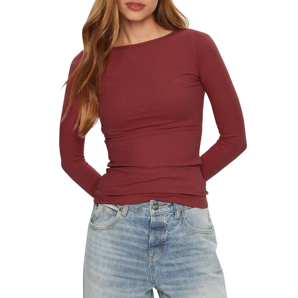 Lee T-shirt met lange mouwen – Donkerrood
