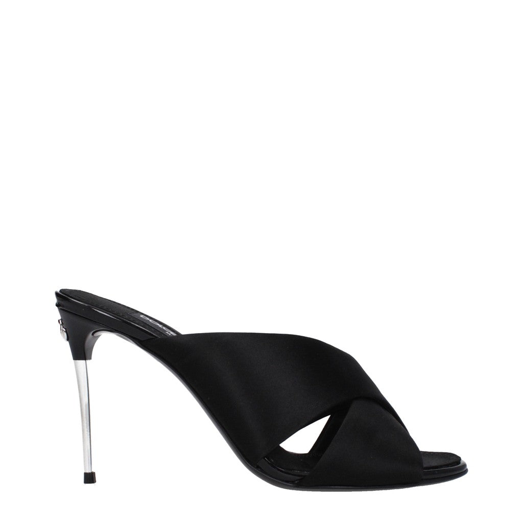Dolce & Gabbana Sandalen met hak en leren zool – Zwart