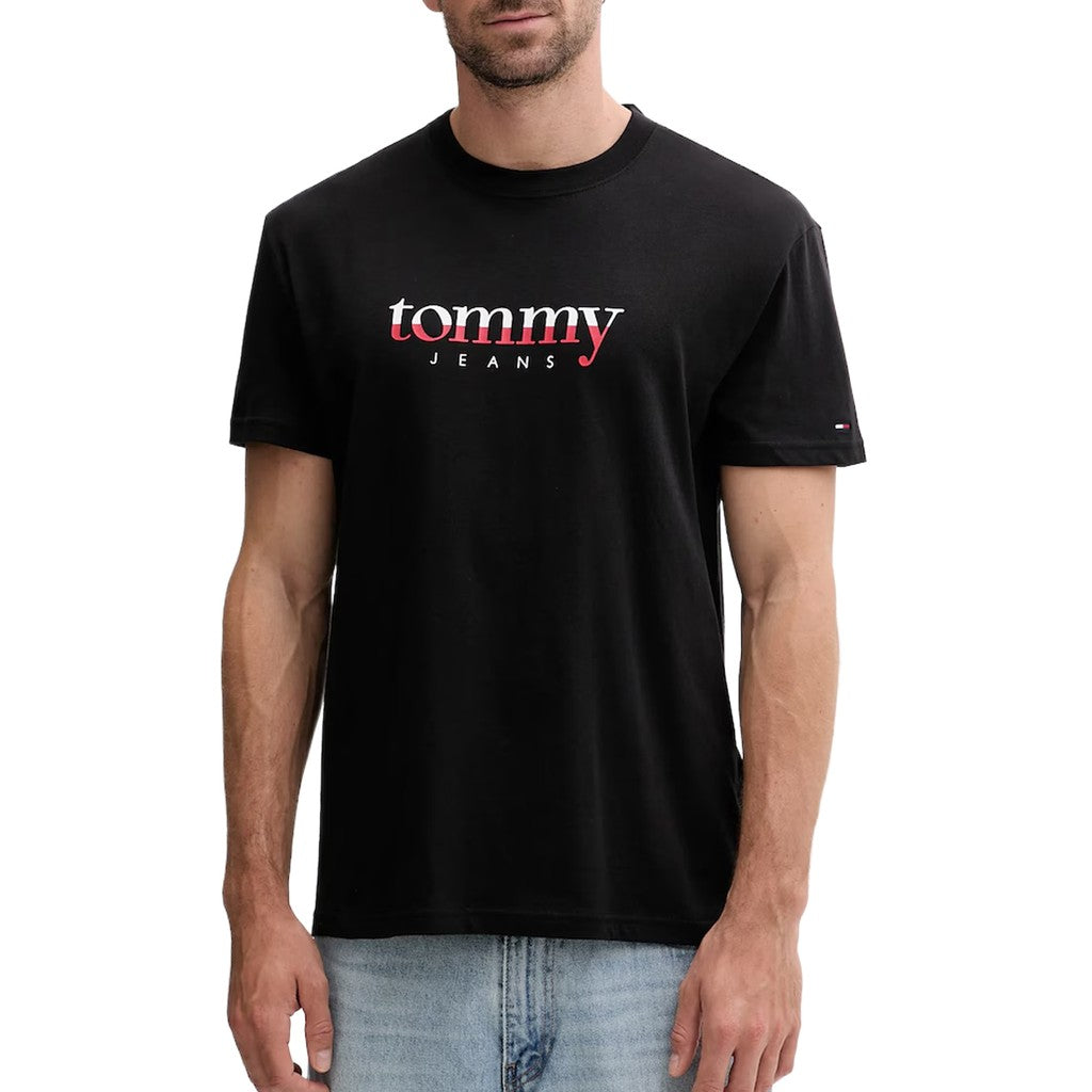 Tommy Jeans Regular Fit T-shirt met bedrukt logo – Zwart