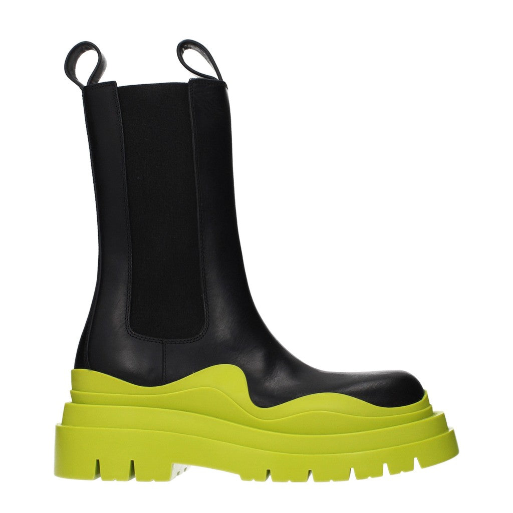 Bottega Veneta Tire Enkellaarzen – Zwart / Limegroen