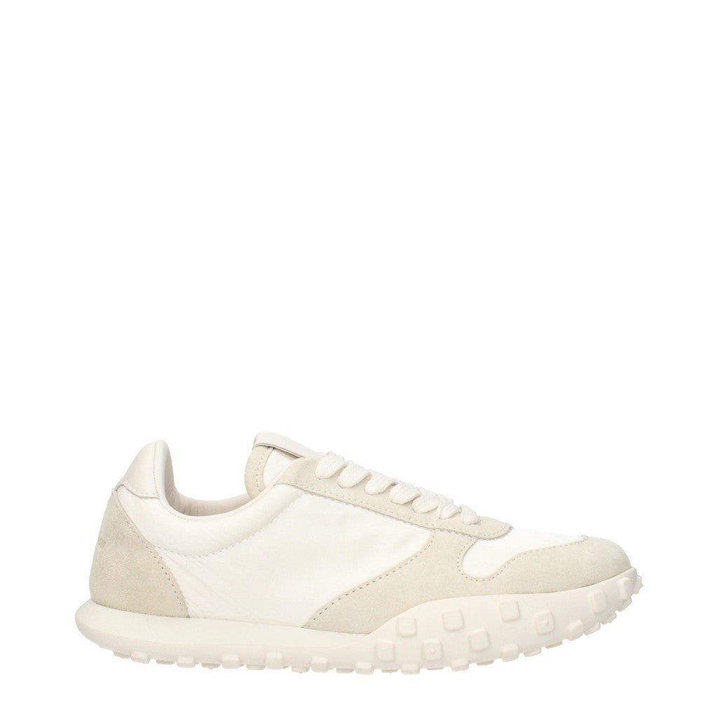 Jil Sander Moon Sneakers van textiel en suède met leren afwerking – Wit / Grijs