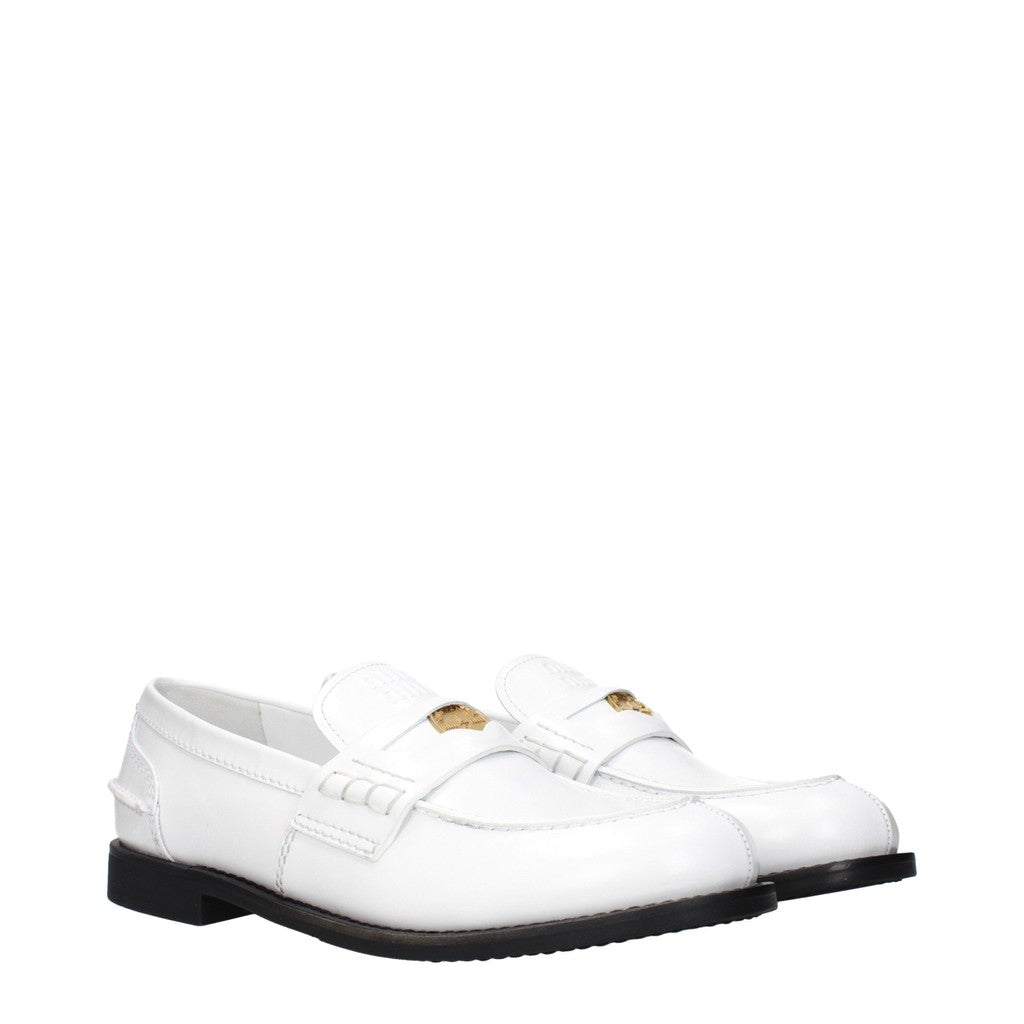 Miu Miu Penny loafers van geborsteld leer – Wit