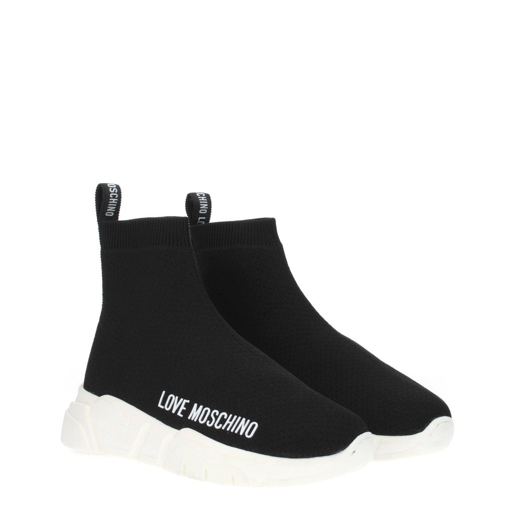 Love Moschino Sock sneakers van stof – Zwart / Wit