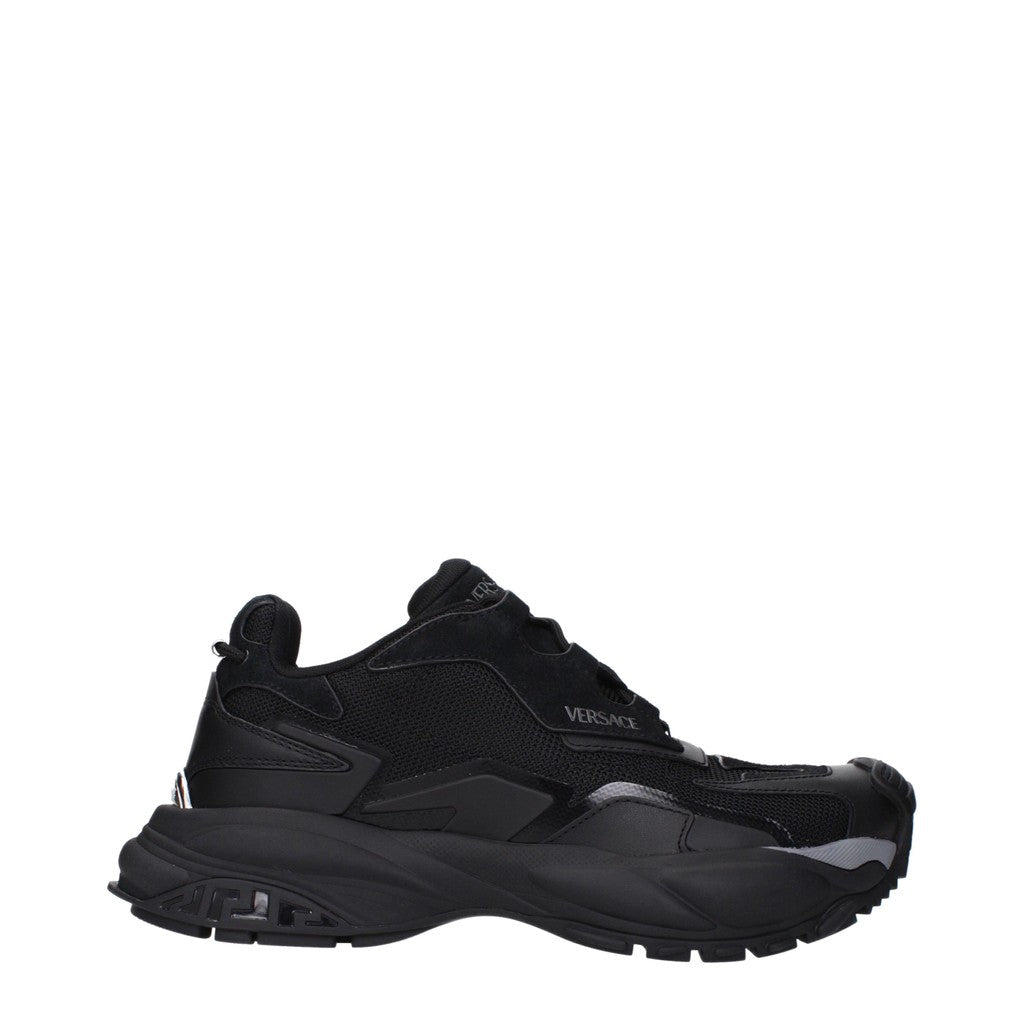 Versace Mercury Sneakers van stof, leer en suède met veters – Zwart