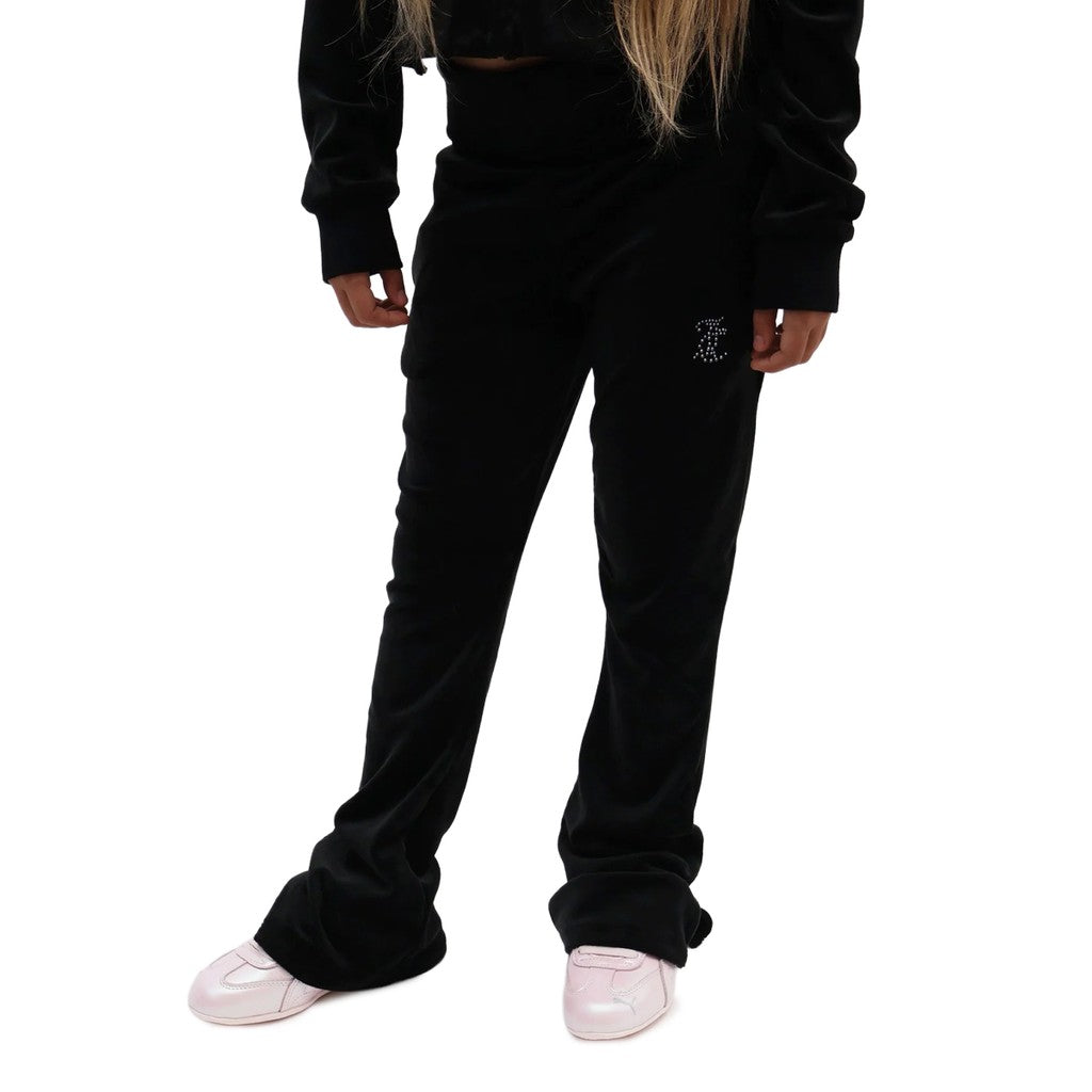 Juicy Couture Kids Chenille broek met strass-logo – Zwart