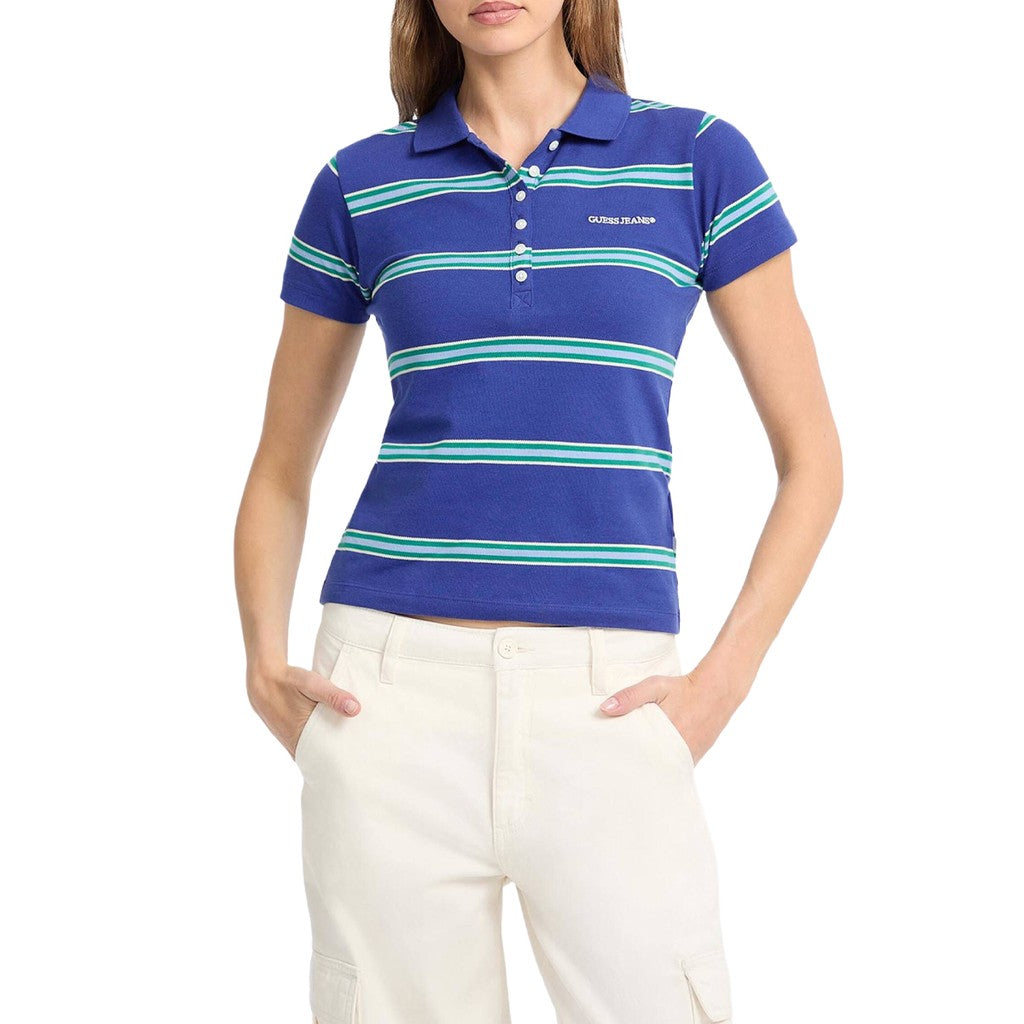 Guess Gestreepte polo met korte mouwen – Blauw