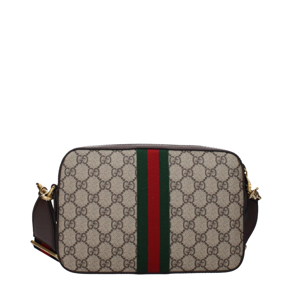 Gucci Platte crossbodytas van leer en stof – Beige