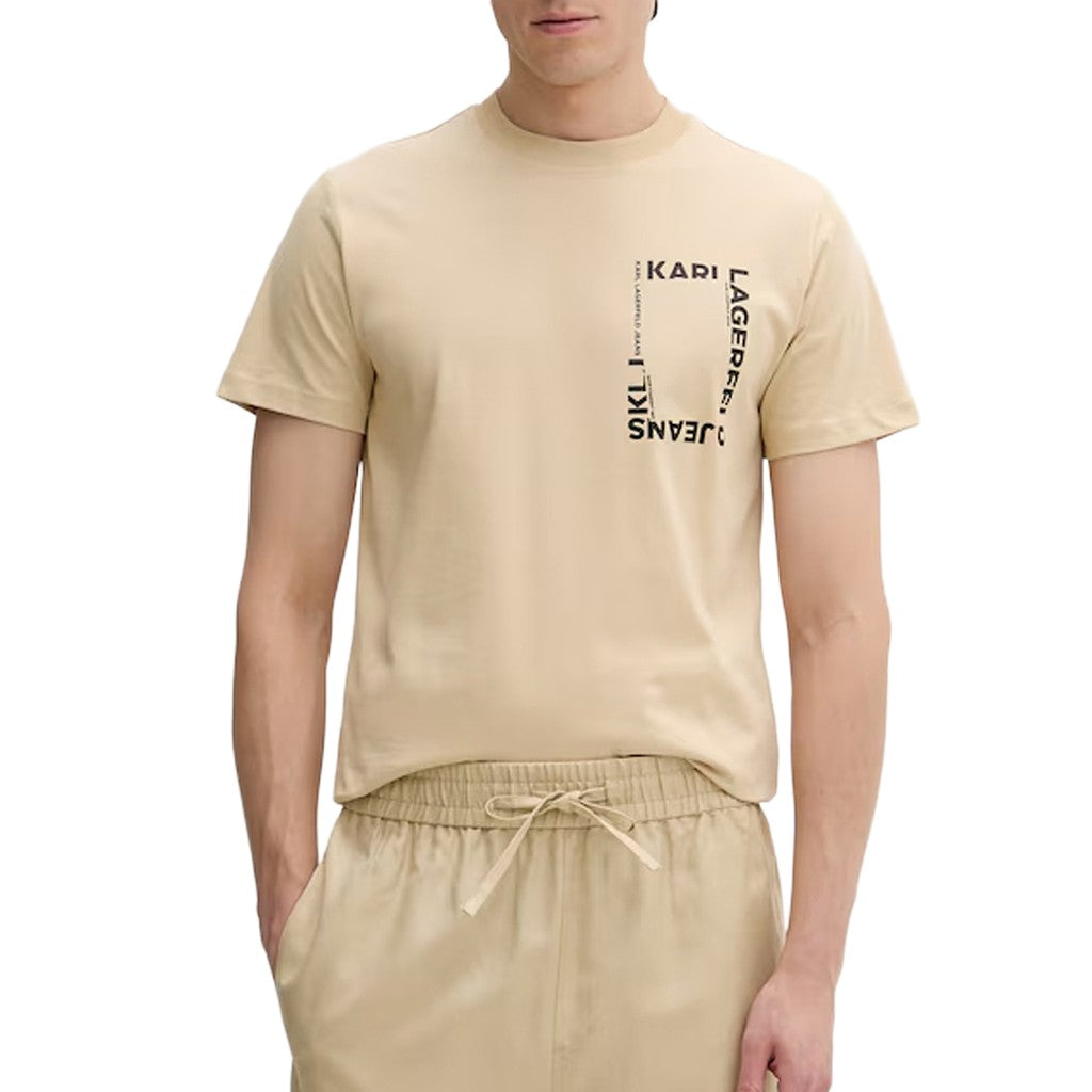 Karl Lagerfeld Slim fit T-shirt met framelogo – Beige