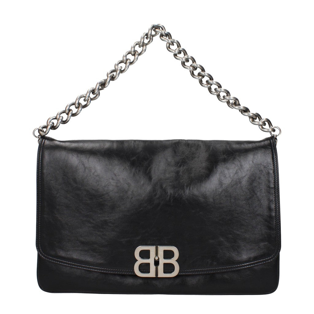 Balenciaga Platte leren schoudertas – Zwart