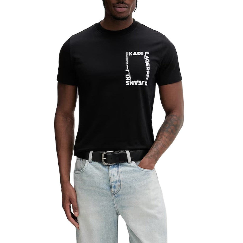 Karl Lagerfeld Slim fit T-shirt met framelogo – Zwart