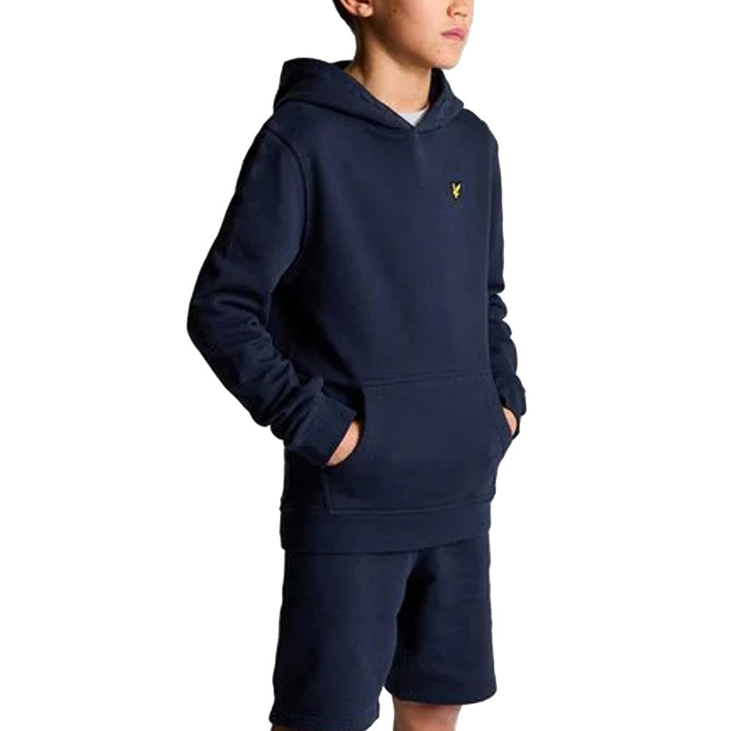 Lyle & Scott Kids Hoodie met grote zak en logo – Marineblauw