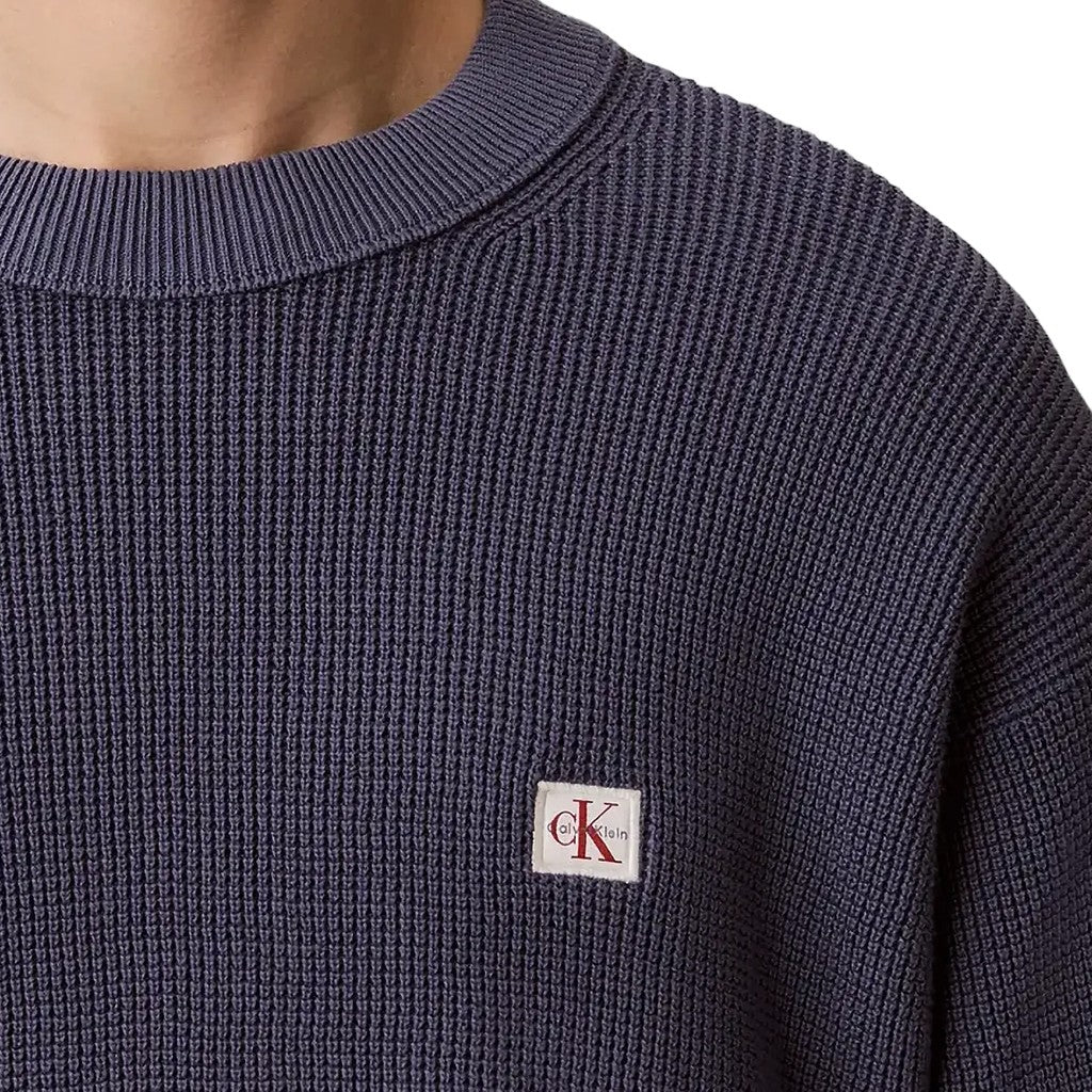 Calvin Klein Gebreide trui met ronde hals – Blauw