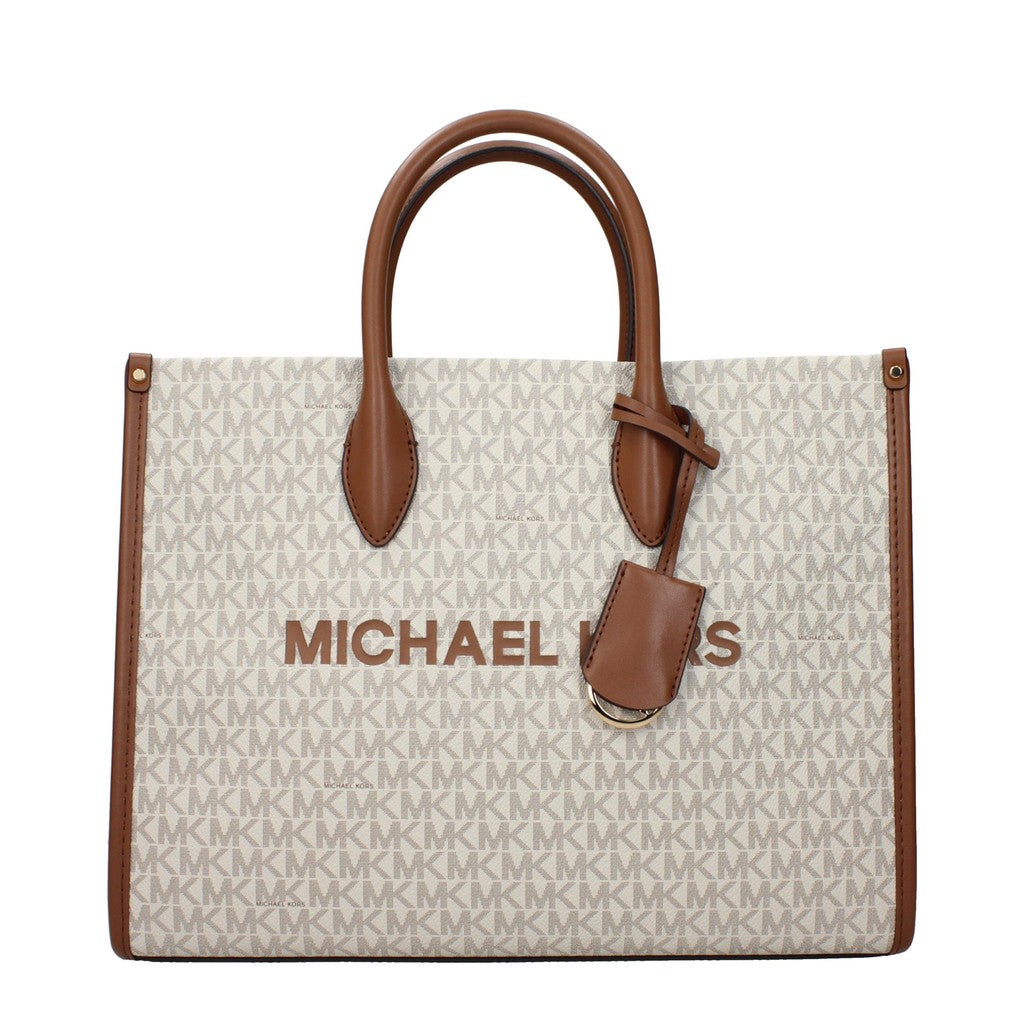 Michael Kors Mirella Shopper van stof en leer – Beige / Bruin