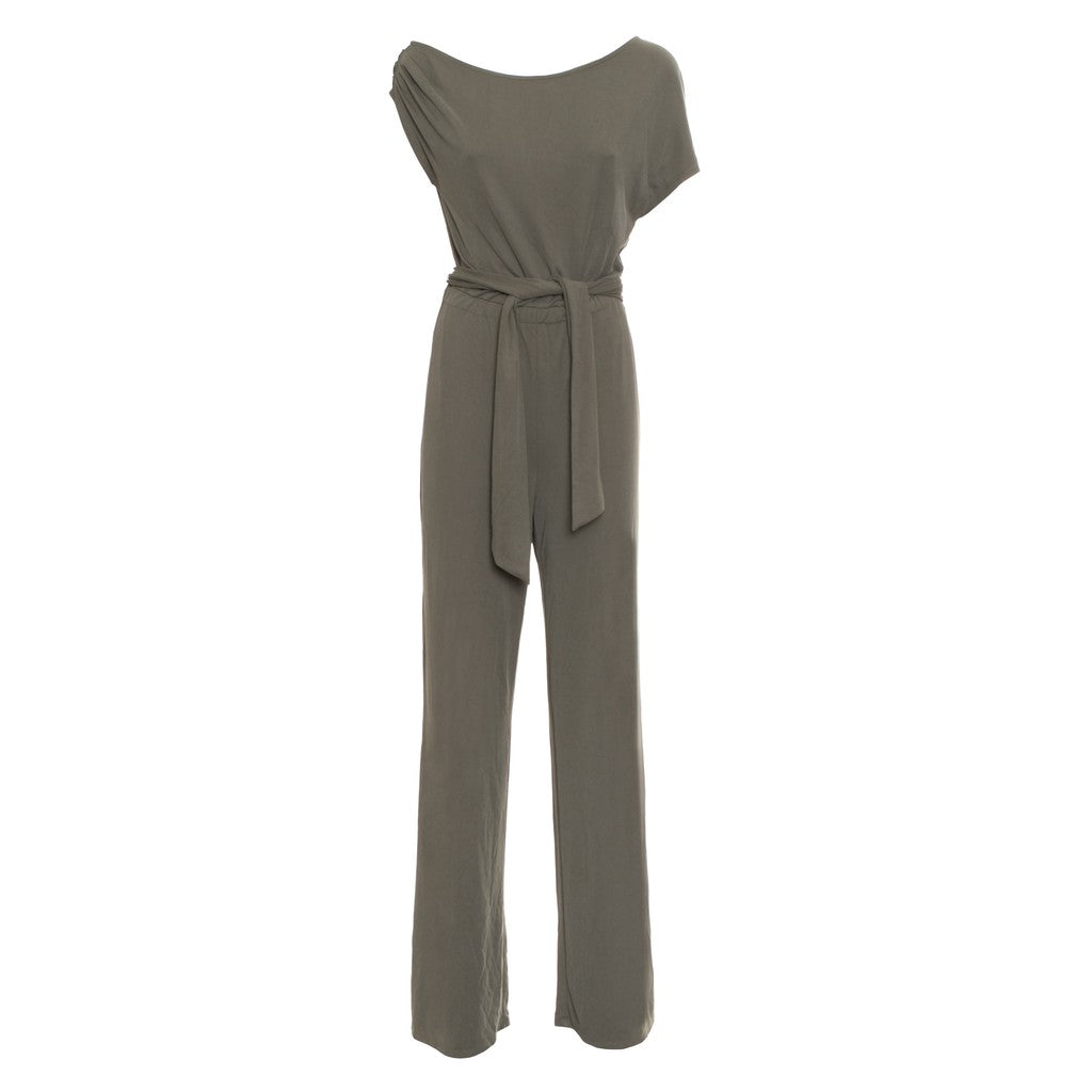 Guess Jumpsuit met korte mouwen en tailleriem – Olijfgroen