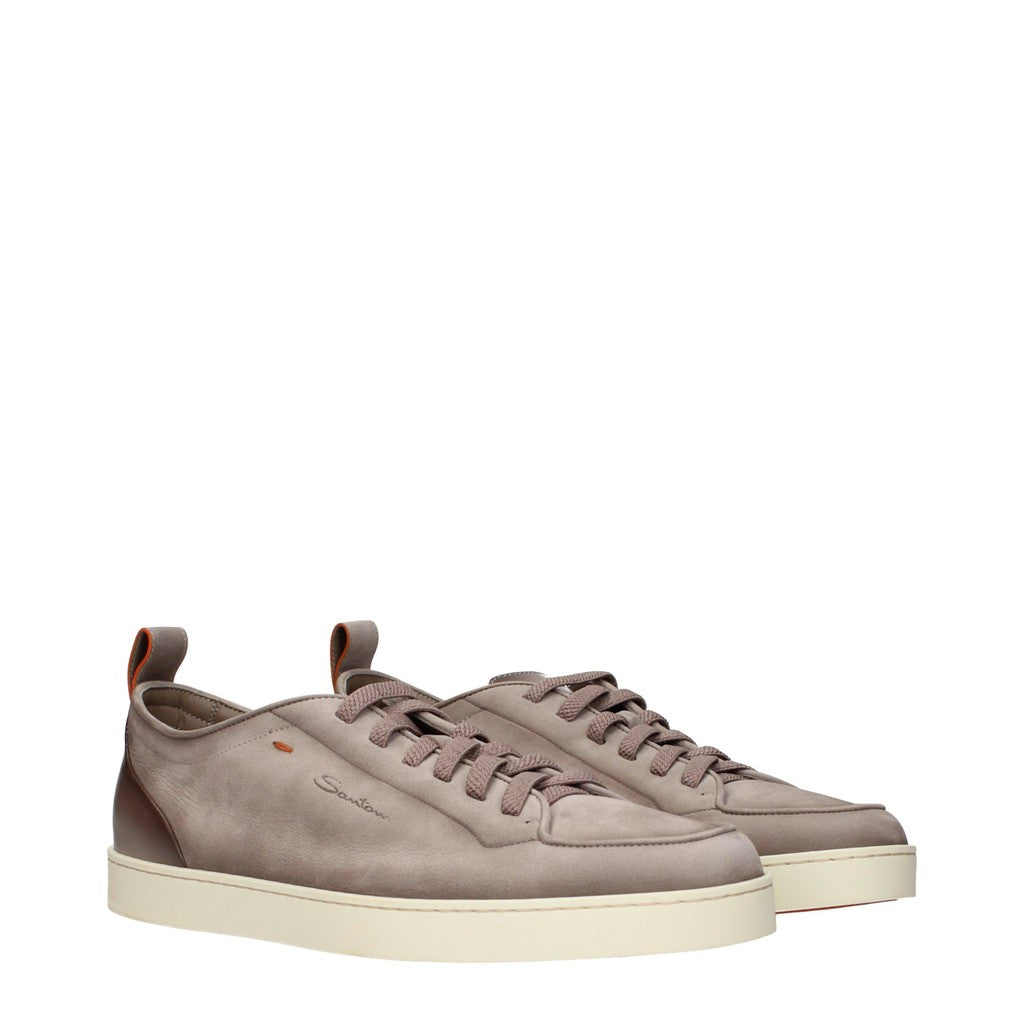 Santoni Off-Duty Sneakers van suède en leer – Beige