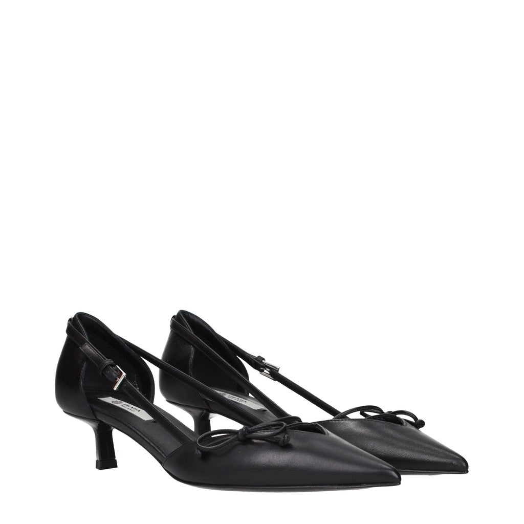 Prada Leren open-side pumps – Zwart