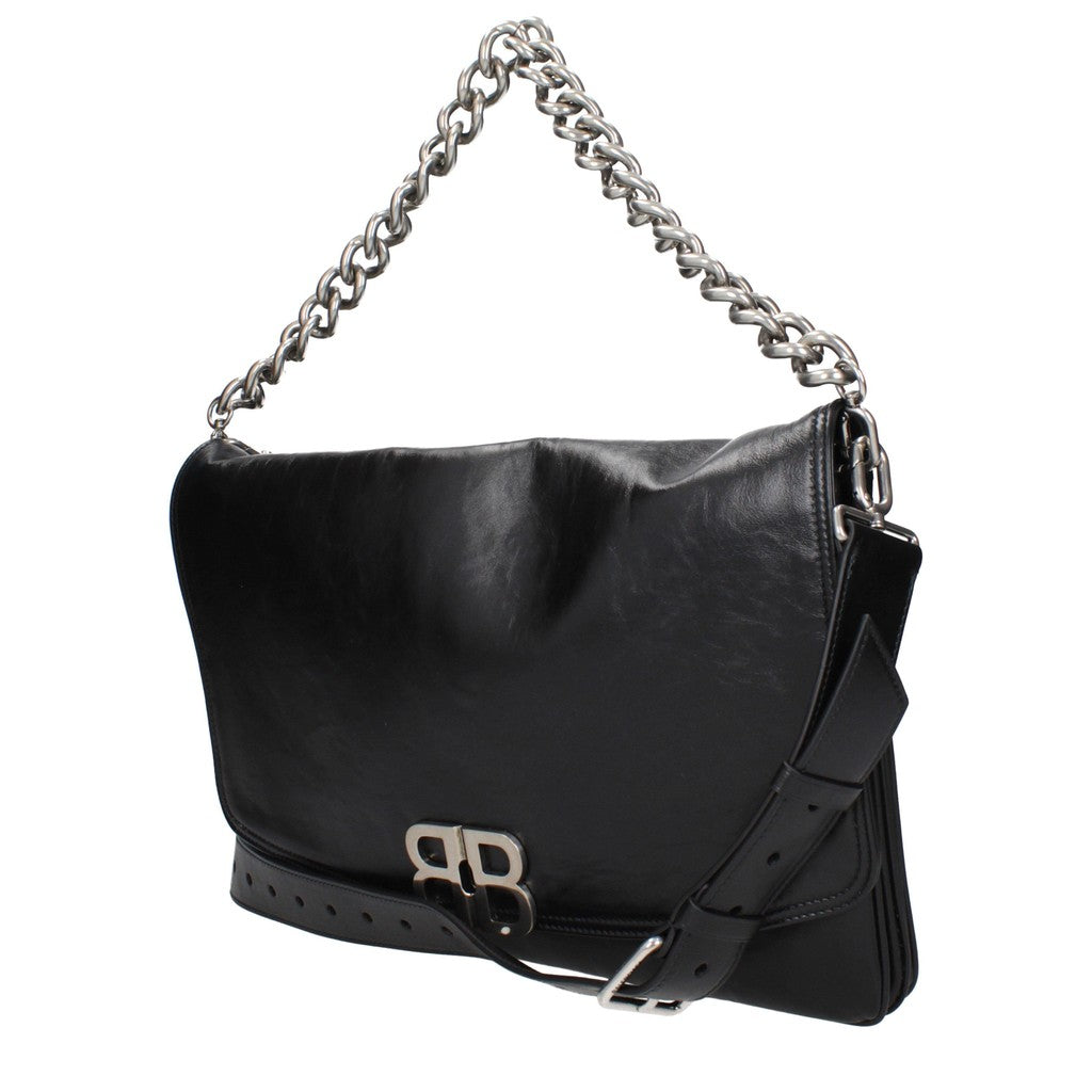 Balenciaga Platte leren schoudertas – Zwart