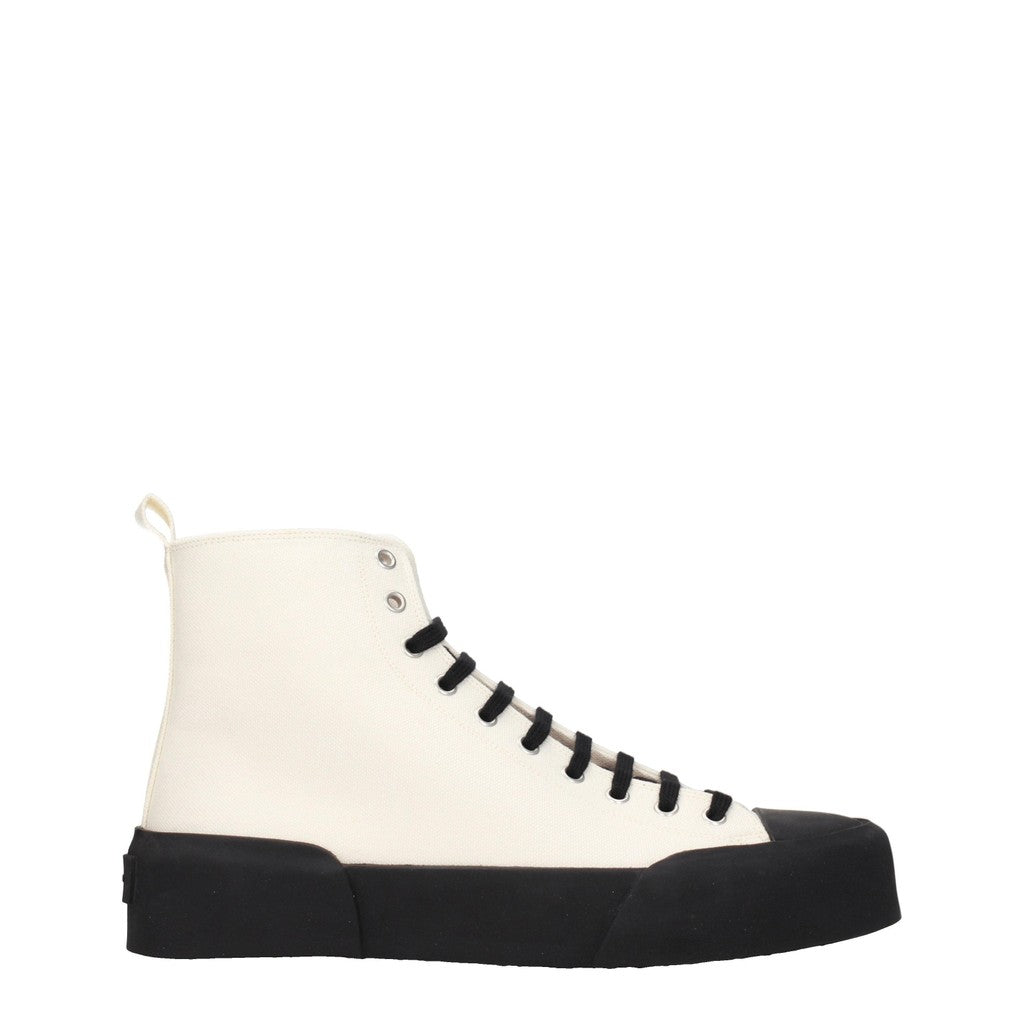 Jil Sander Sneakers van textiel met hak – Beige / Zwart
